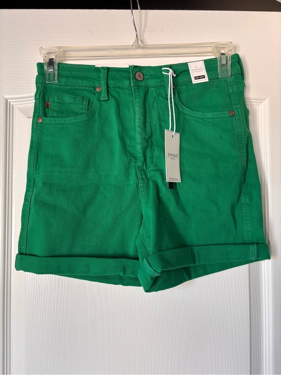Judy Blue Pants - Judy Blue Shorts Green High Rise Tummy Control Cuffed Garment Dyed Stretch Denim